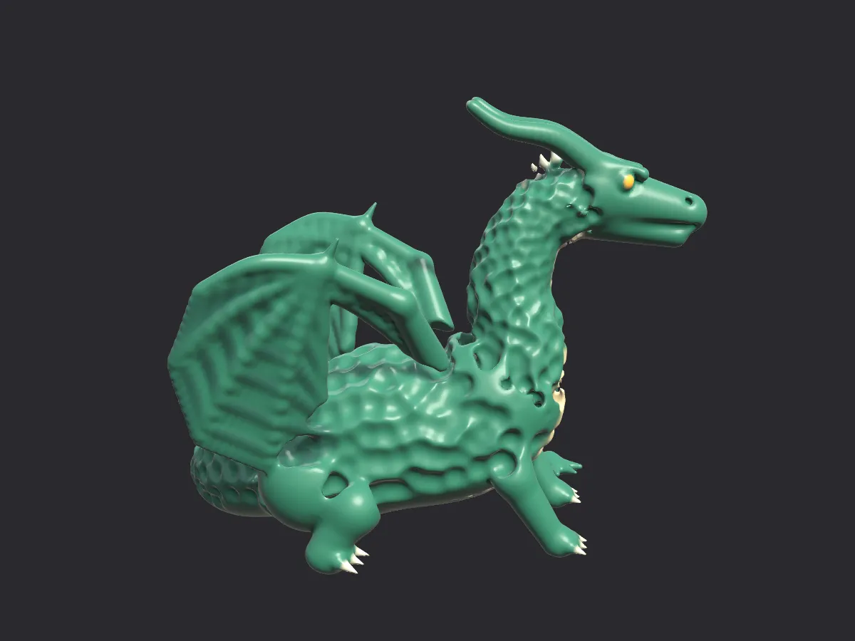A full-bodied green dragon with spread wings