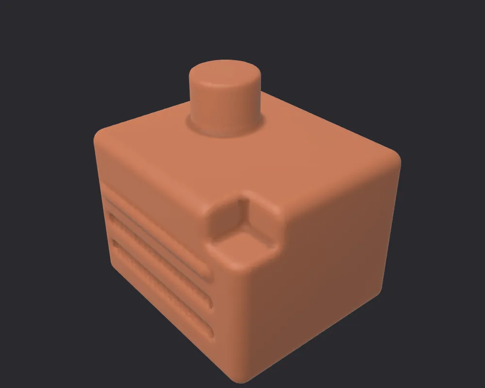 The same block with Sharp edges: crisp, straight grooves