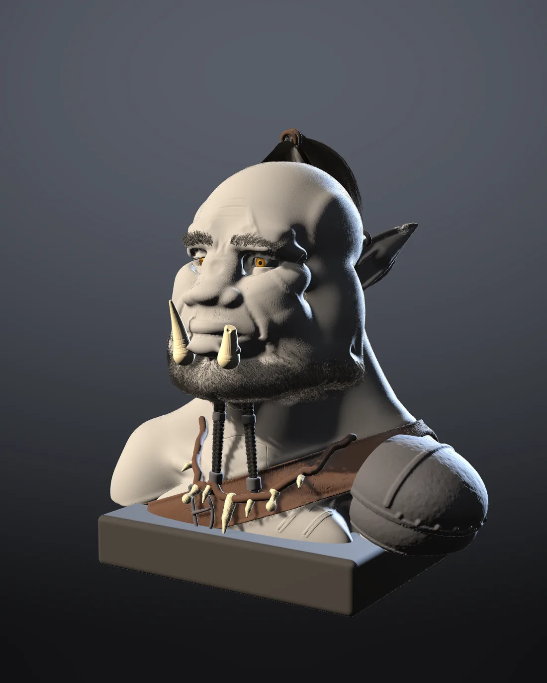 The orc bust at version 7: Hair